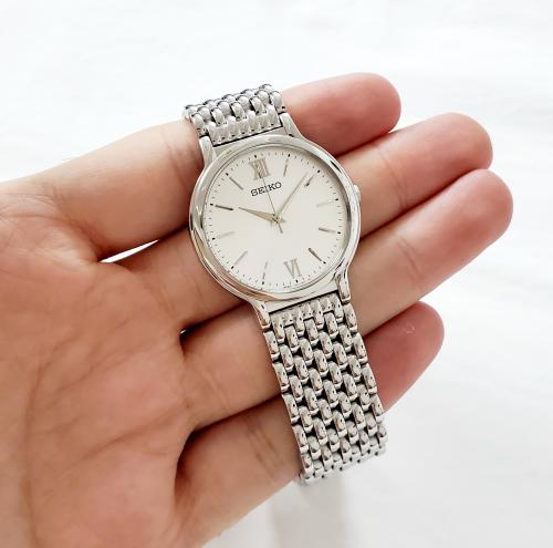 ساعة سيكو اليابانية انالوج كوارتز الرقيقة (Edg) ستانلس ستيل فضي 30mm-34mm للرجال - فنتج