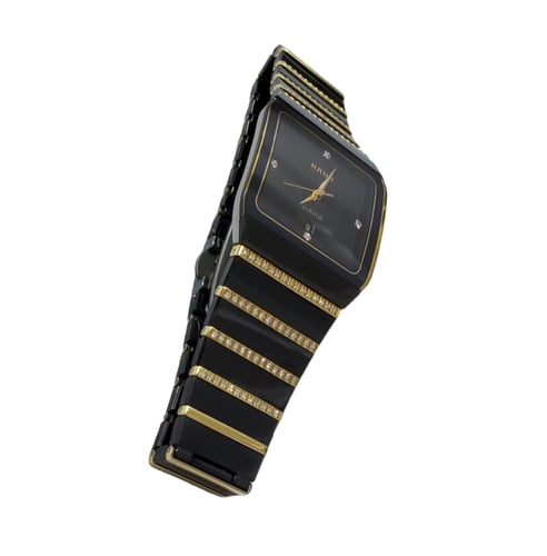 Rado Ceramic Sintra Anatom Quartz Watch, Gold Plat...