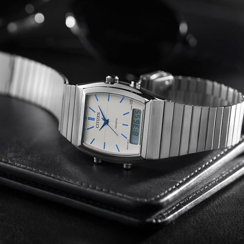 ساعة سيتزن اليابانية توقيتين ستانلس ستيل انالوج و...