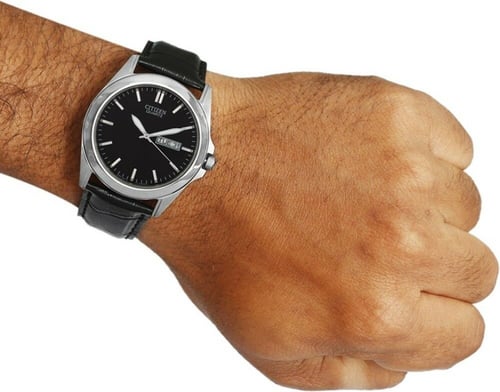 ساعة سيتزن جلد اليابانية بتاريخين انالوج كوارتز لل...