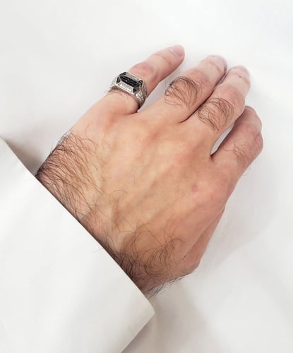 خاتم فضة عيار 925 فضة 100% ديزاين ايطالي مطلي رودي...