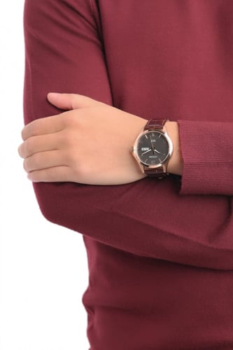 ساعة سيتزن جلد اليابانية بتاريخين انالوج كوارتز لل...