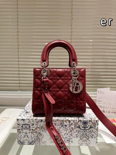 شنطة ليدي ديور لون الهاردوير فضي 20cm Lady Dior (م...