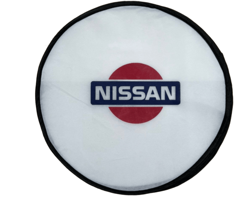 Steering wheel cover with Nissan logo