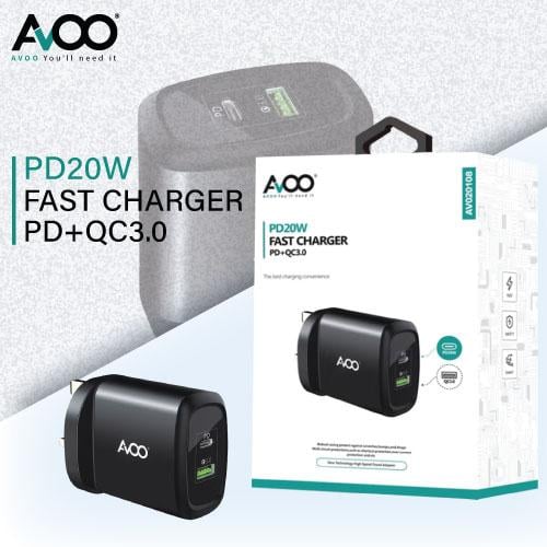 أفو راس شاحن مدخلين 20 واط PD+USB