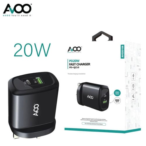 أفو راس شاحن مدخلين 20 واط PD+USB