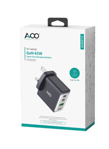 شاحن جداري بقدرة 65 واط بمنفذين بتقنية GaN وميزة ا...