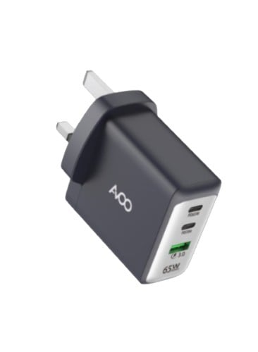 شاحن جداري بقدرة 65 واط بمنفذين بتقنية GaN وميزة ا...