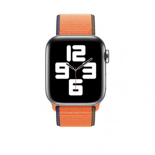 سوار ساعه ابل باللون البرتقالي ب اطراف باللون الاخ...