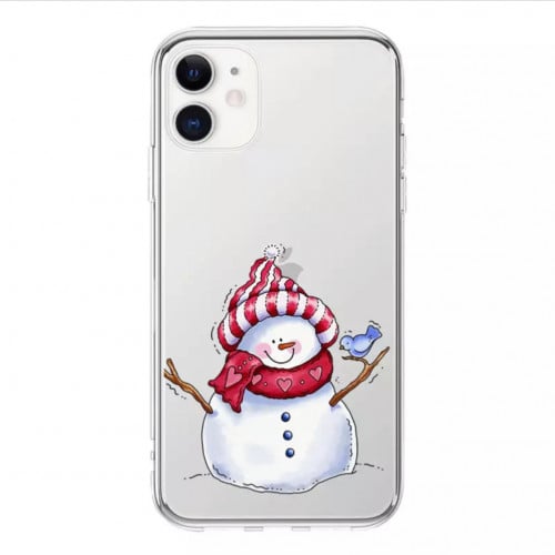 كفر ايفون شفاف برسمة رجل الثلج