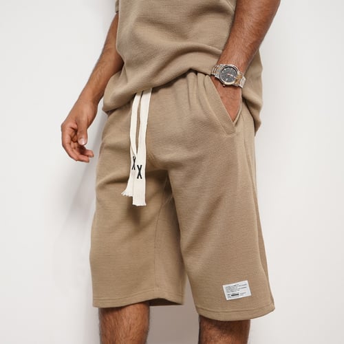 طقم قطن شورت بني فاتح