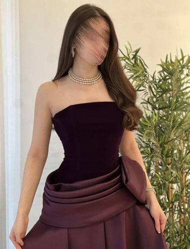 Elegant Strapless Evening Dress - فستان سهرة أنيق...