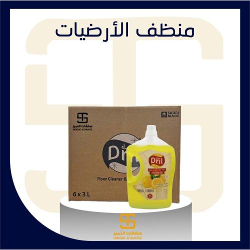 منظف ومطهر الأرضيات دريل قشر الليمون 3لتر *6عبوه
