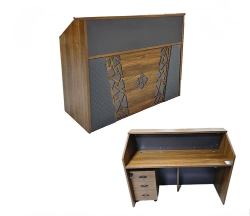 كاونتر استقبال خشبي جلد فاخر مقاس 1,20