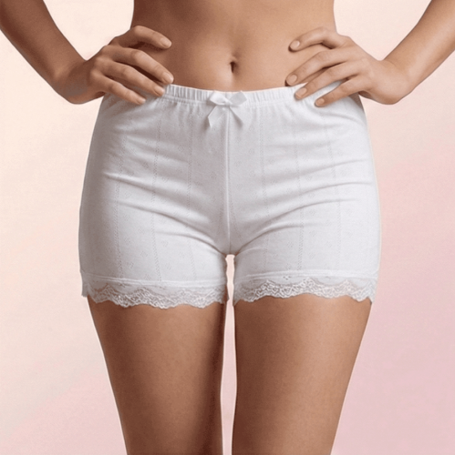 قطن مخرم بوكسر داخلي نسائي مع دانتيل ، 6 قطع