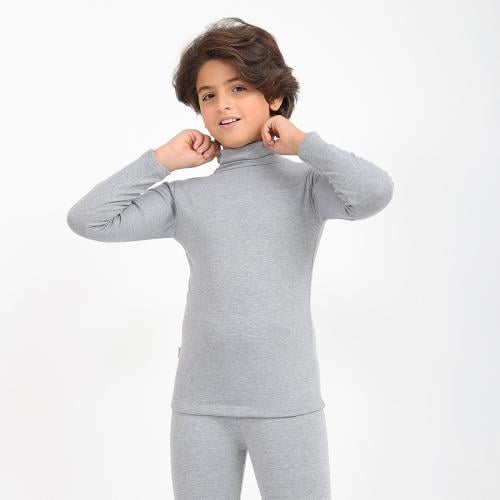 بيجامة حراري للأولاد رقبة مرتفعة لون رصاصي