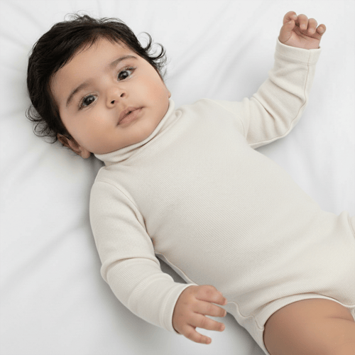 بربتوز حديثي الولادة - لون ابيض - رقبة مرتفعة