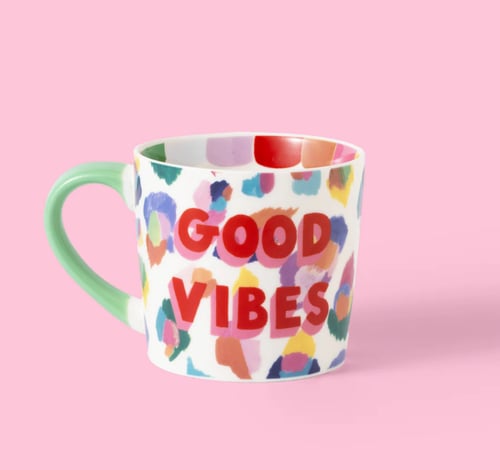 Good Vibes Painted Leopard Mug