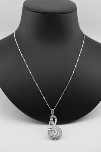 نصف طقم فضه عيار 925 - تصميم الماس ابيض