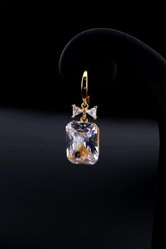 925 silver hoop - white diamond design with gold color