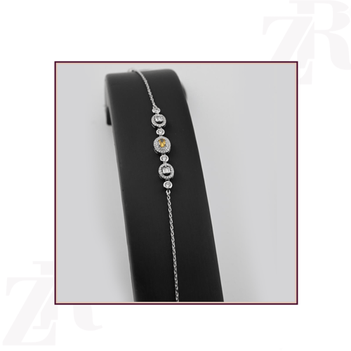 طقم فضه عيار 925- تصميم الماس ابيض والماس اصفر