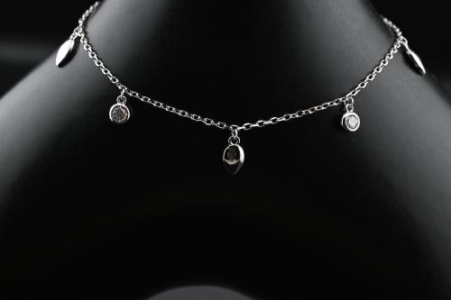 Silver anklet 925 karat - White diamond design