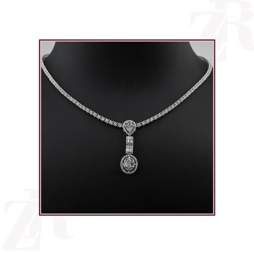 طقم فضة صافي عيار 925- تصميم الماس