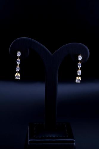 925 silver hoop - white diamond design with gold color