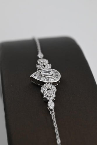 طقم فضه صافي عيار 925 - تصميم الماس ابيض