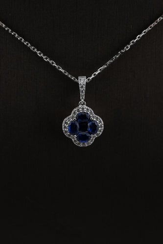 نصف طقم فضة عيار 925- تصميم الماس ابيض وزفير