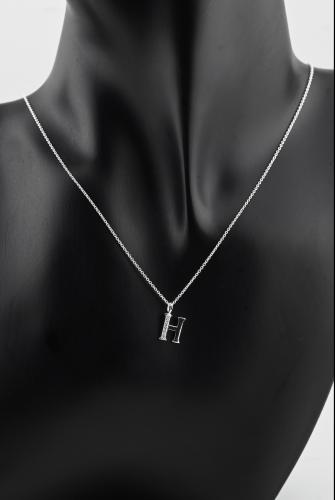 Silver letter chain 925 karat - white diamond design letter H
