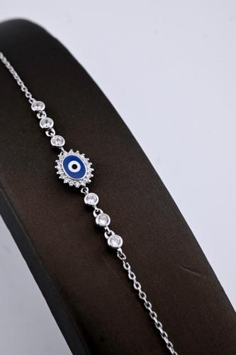 Silver bracelet 925 - white diamond design and in blue color