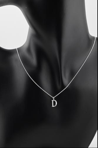 Silver letter chain 925 - white diamond design letter D