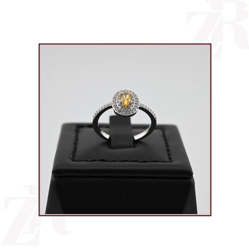 طقم فضه عيار 925- تصميم الماس ابيض والماس اصفر