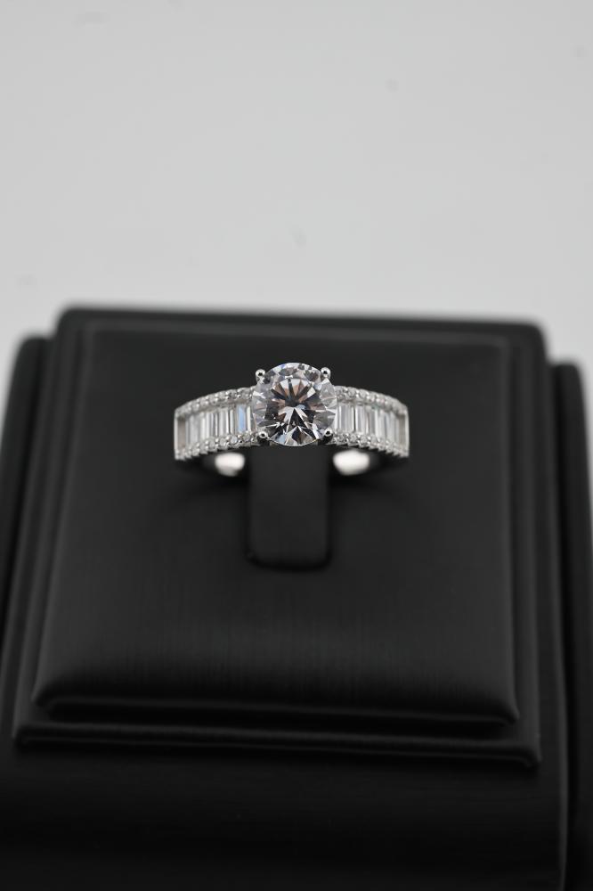 خاتم تونز فضه عيار 925 - تصميم الماس ابيض