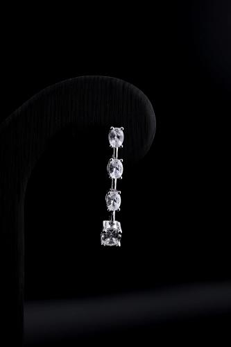Silver hoop earring 925 karat - white diamond design