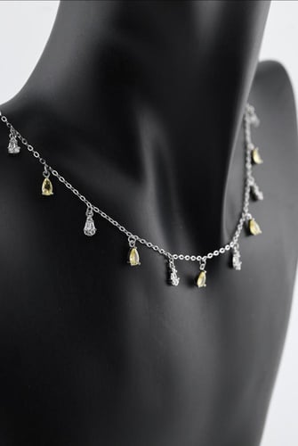 شوكر فضه عيار 925- تصميم الماس ابيض واصفر