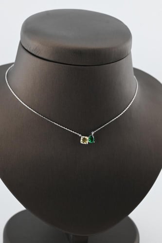 نصف طقم فضه عيار 925 - تصميم زمرد واصفر