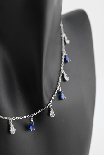 شوكر فضة عيار 925- تصميم الماس ابيض وزفير