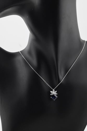 سلسال فضه عيار 925- تصميم الماس ابيض و زفير