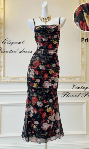 SHEIN MOD فستان طويل من مادة الشبكة والتجاعيد، مطب...