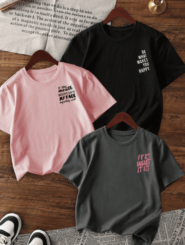 3 قطع تيشيرت نسائي كاجوال جديد بتصميم لطيف فضفاض ب...