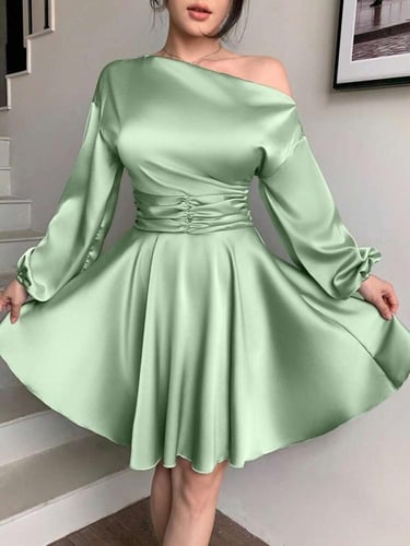 abyoxi فستان سهرة قصير من الساتان