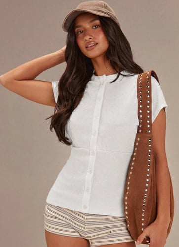 Athîral ملابس علوية محبوك بأزرار أمامية بلون أحمر...