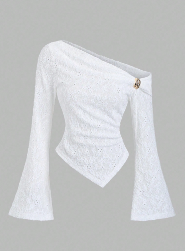 Sweetra ملابس علوية كاجوال ذات كتف أسيمتري وقماش م...