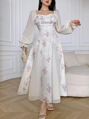 Feyla elegant dress for women with puffed sleeves...