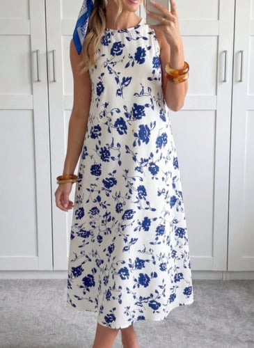 Easowa فستان أنيق كاجوال متوسط الطول قصير الأكمام...