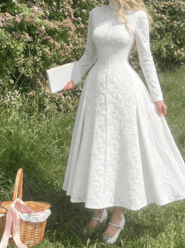 SHEIN MOD فستان أنيق طويل الأكمام بياقة عالية من ا...