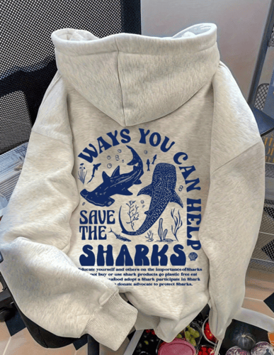 ملابس خريفية مطبوعة بصور القرش لحماية الحياة البحر...