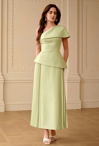 ZEYLAH فستان متوسط الطول مجمع الخصر والرقبة غير مت...